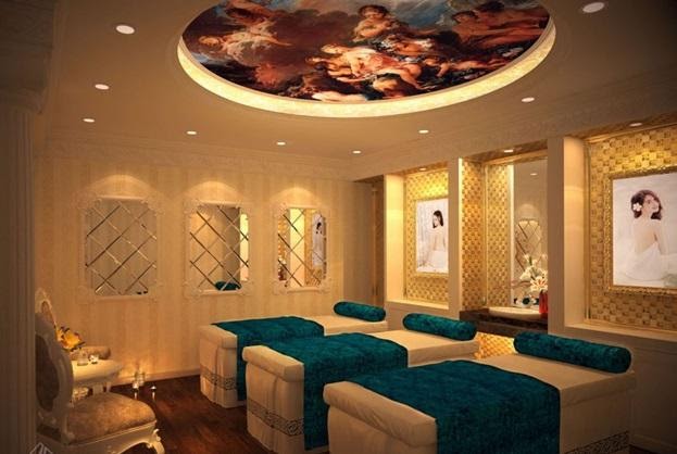 Trang trí nội thất phòng spa đảm bảo sự hài hòa về màu sắc cũng như phù hợp với phong thủy
