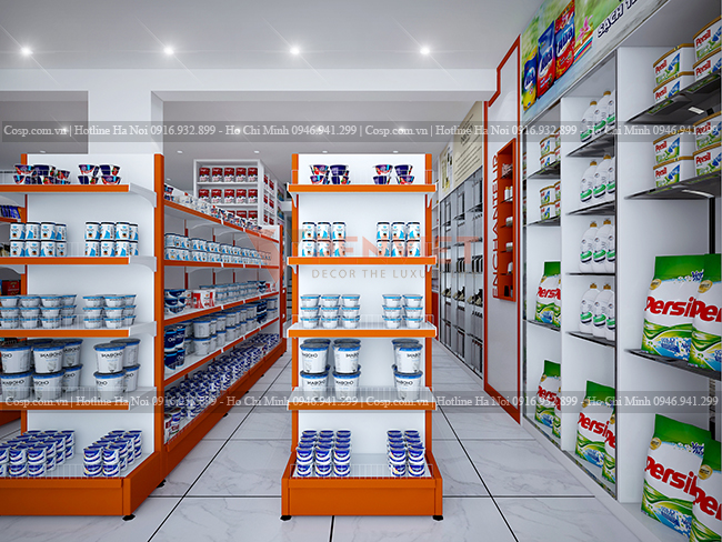 Thiết kế hệ tủ trưng bày ngành hàng hóa mỹ phẩm