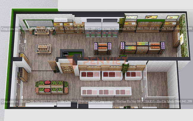 Mặt bằng tổng thể của dự án thiết kế siêu thị Chay Tốt Market