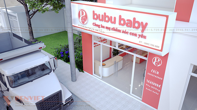 Phần bảng hiệu của shop mẹ và bé Bubu Baby
