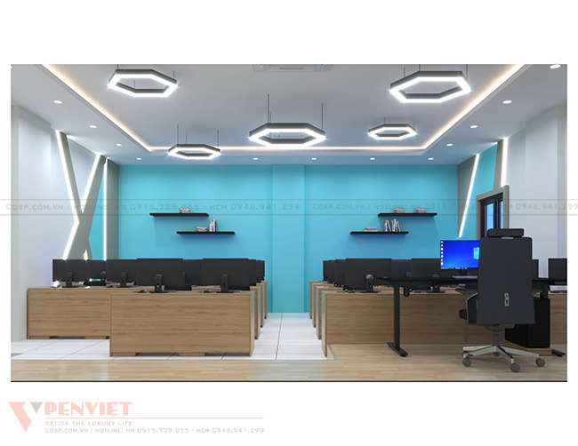 Hệ thống ánh sáng trong phòng máy tại trung tâm giáo dục thường xuyên Hải Phòng