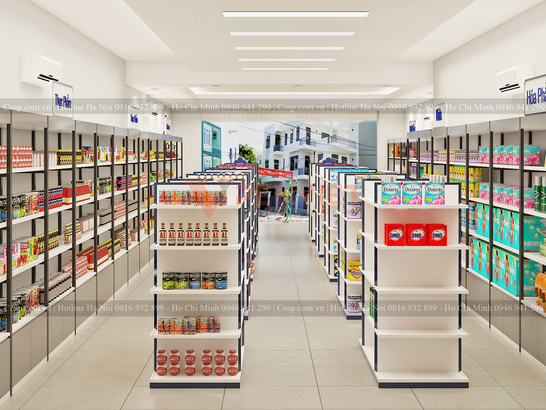 Thiết kế nội thất siêu thị mini shop Hana