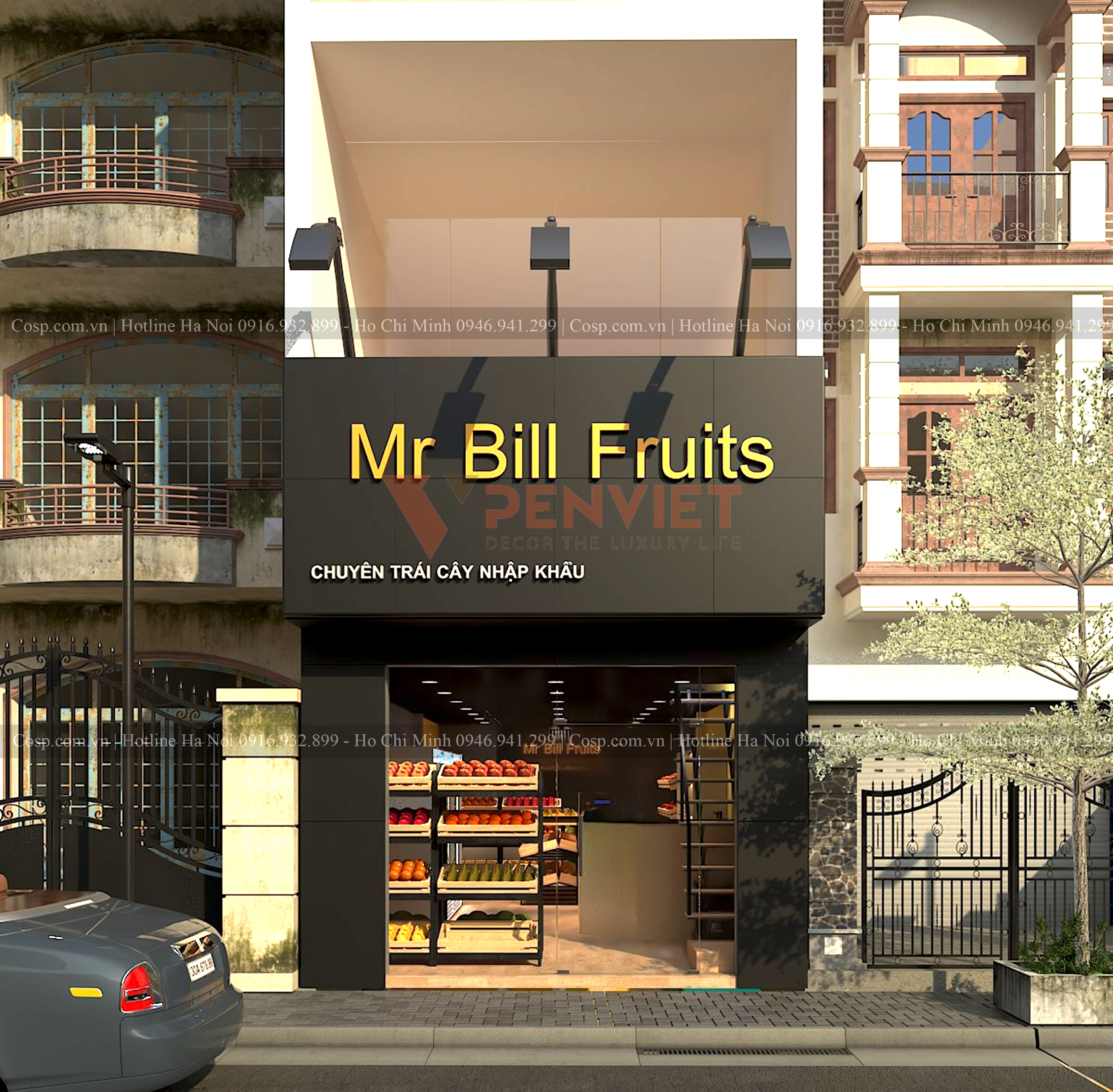 Thiết kế cửa hàng trái cây nhập khẩu Mr Bill Fruits