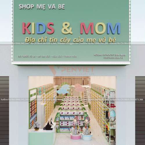 Thiết kế shop mẹ và bé Kids & Mom