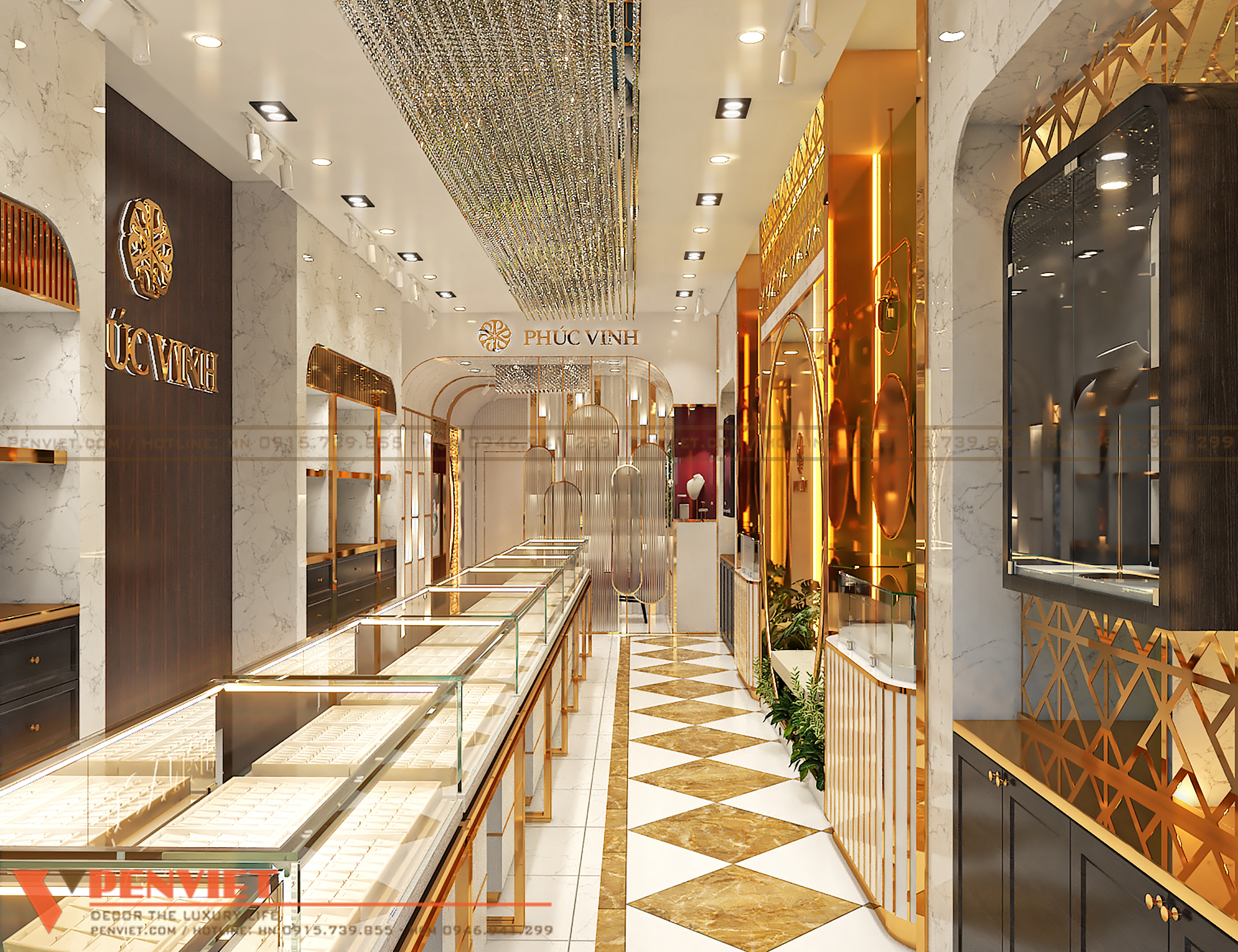 Thiết kế tiệm vàng theo phong cách hiện đại
