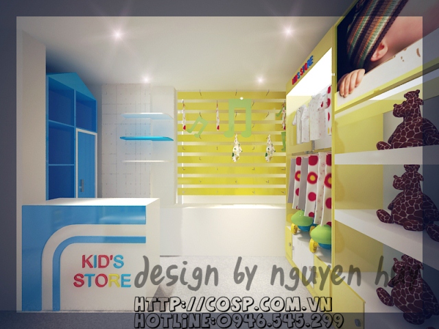 thiết kế shop thời trang trẻ em kids store