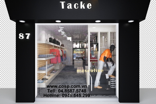 Thiết kế cửa hàng thơi trang nam Tacke 1