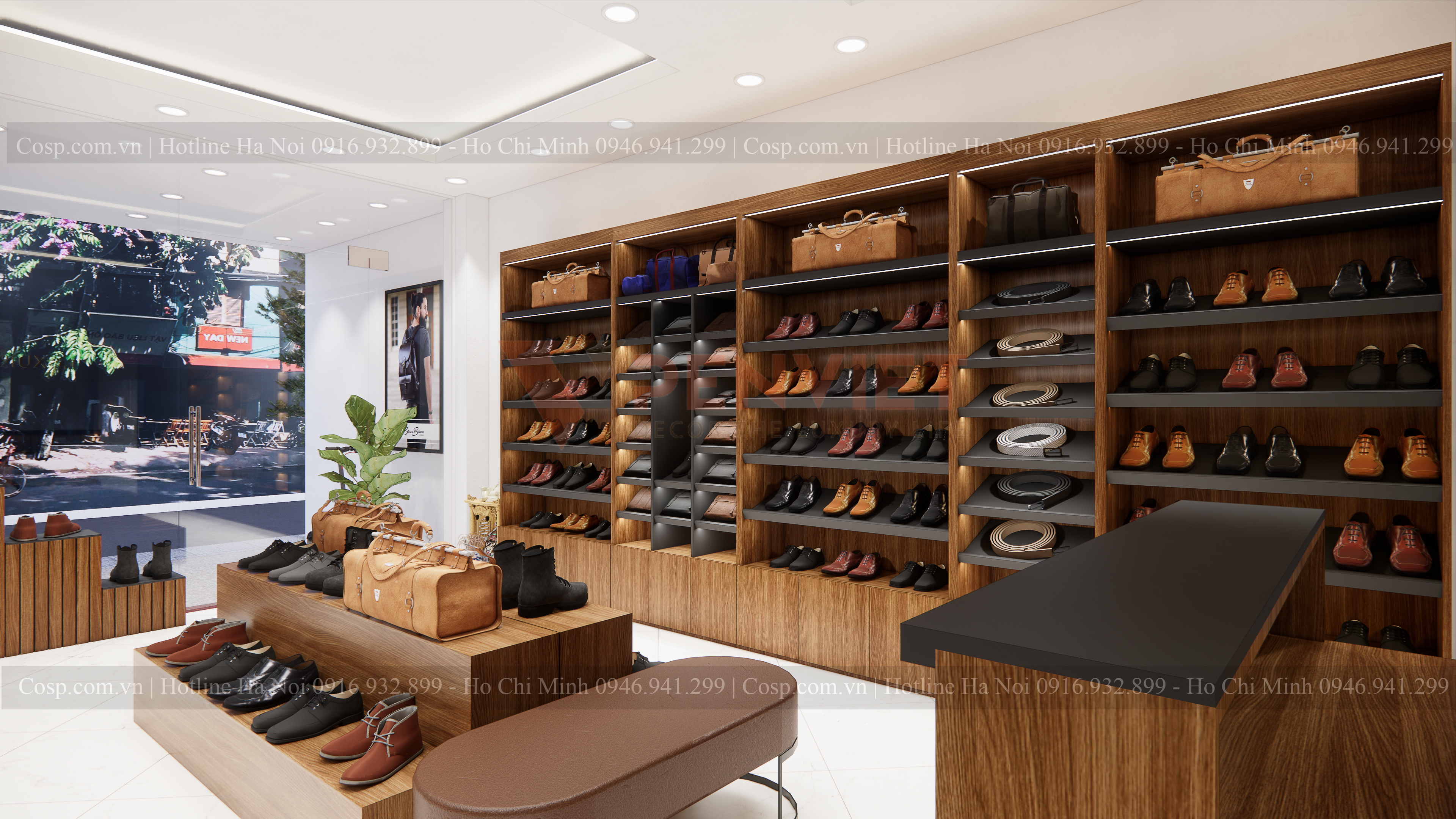 Thiết kế shop giày da Luxury Brand