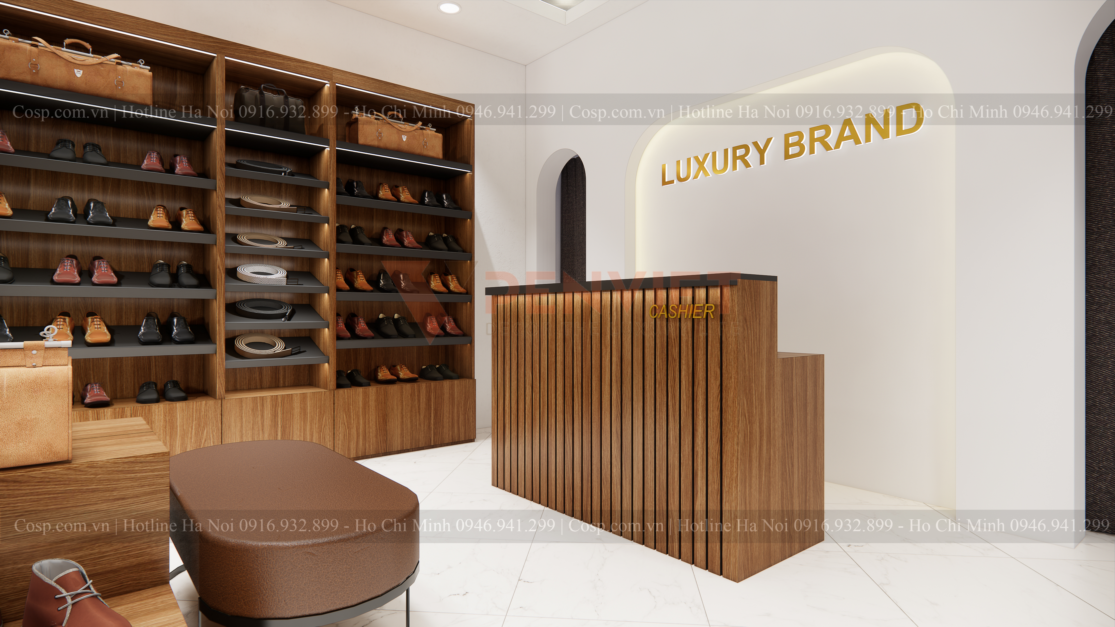 Thiết kế shop giày da Luxury Brand