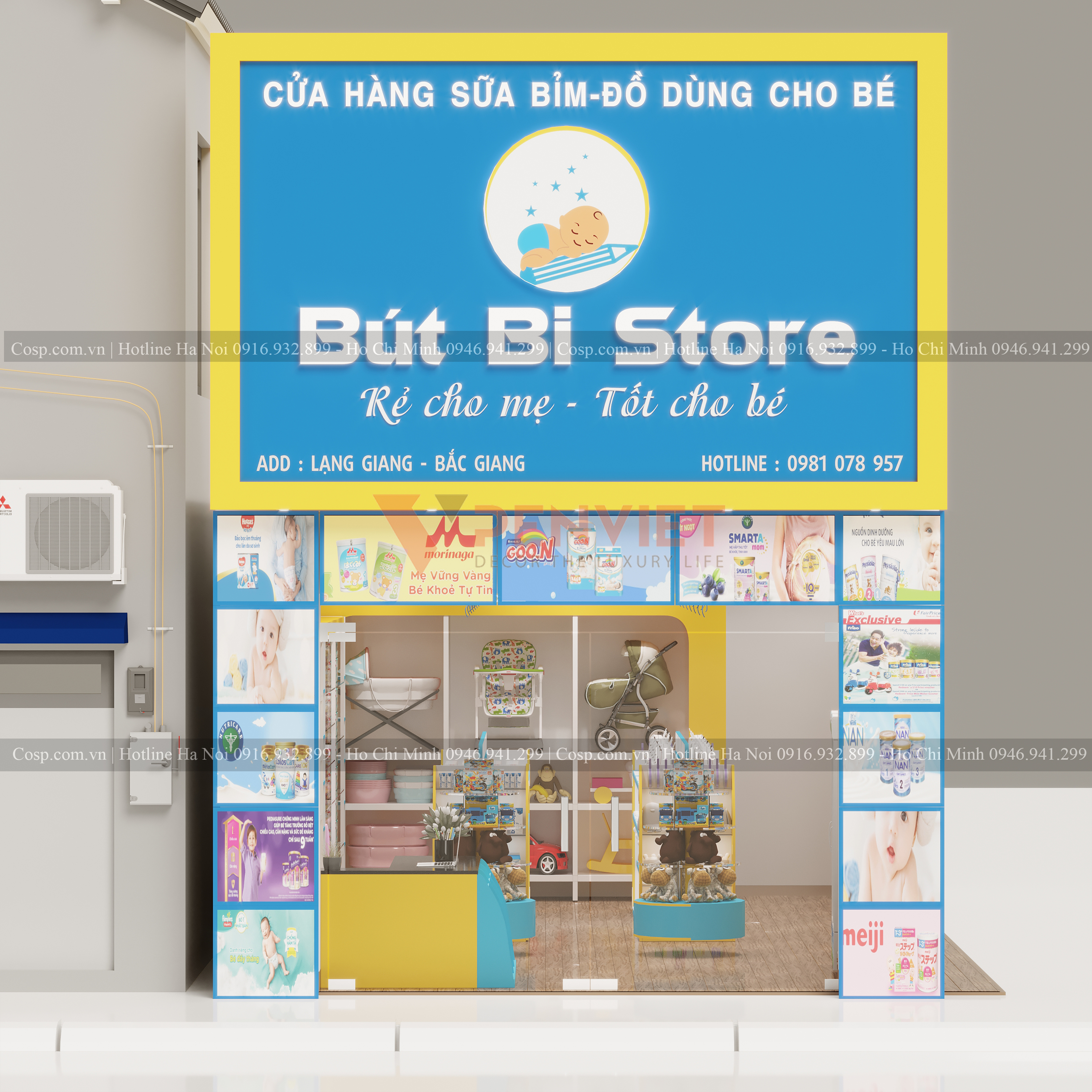 Thiết kế cửa hàng mẹ bé Bút Bi Store tại Bắc Giang