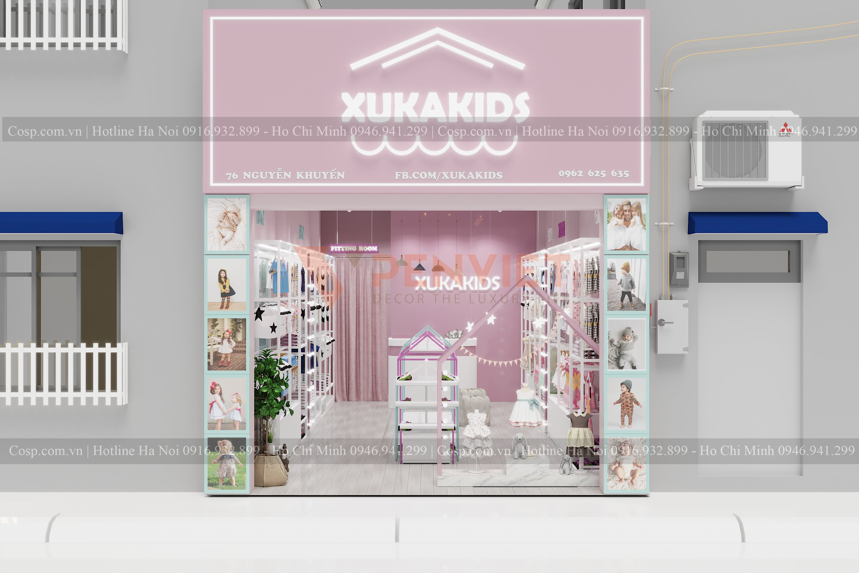 thiết kế shop thời trang trẻ em Xukakids 1