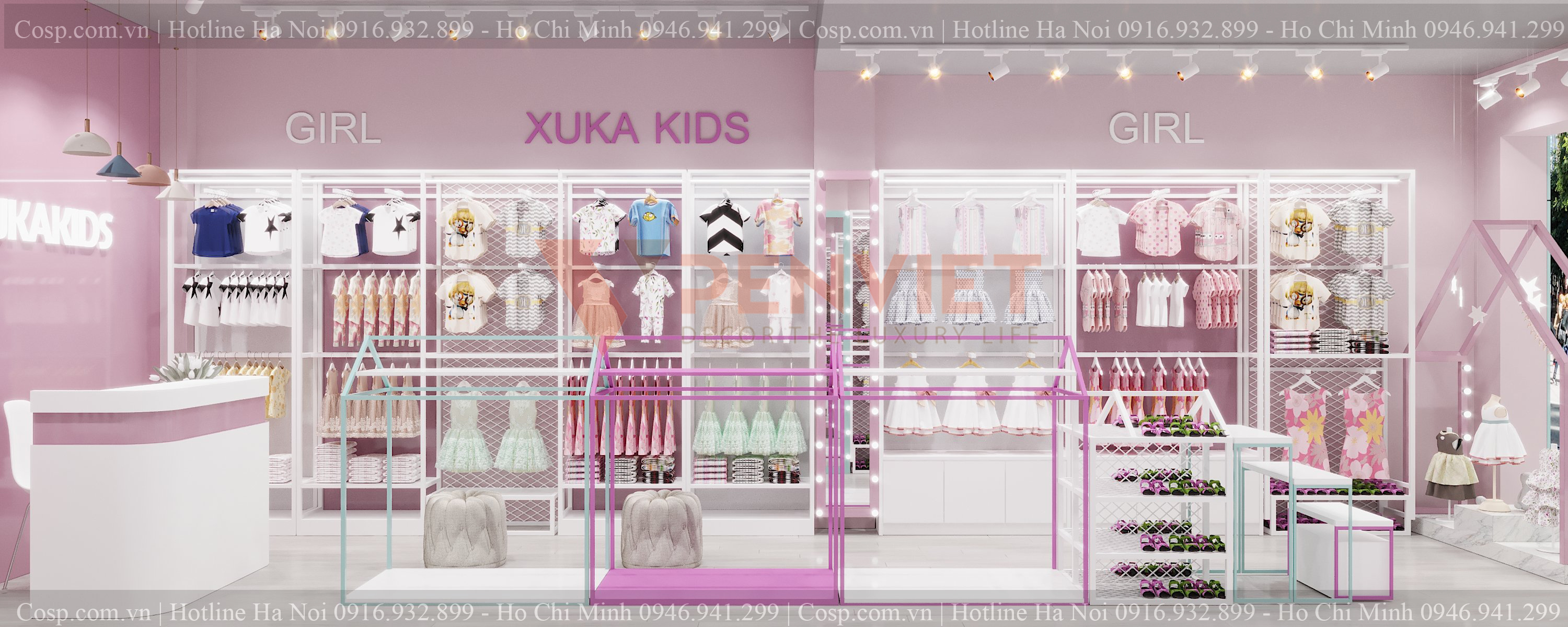 thiết kế shop thời trang trẻ em Xukakids 5