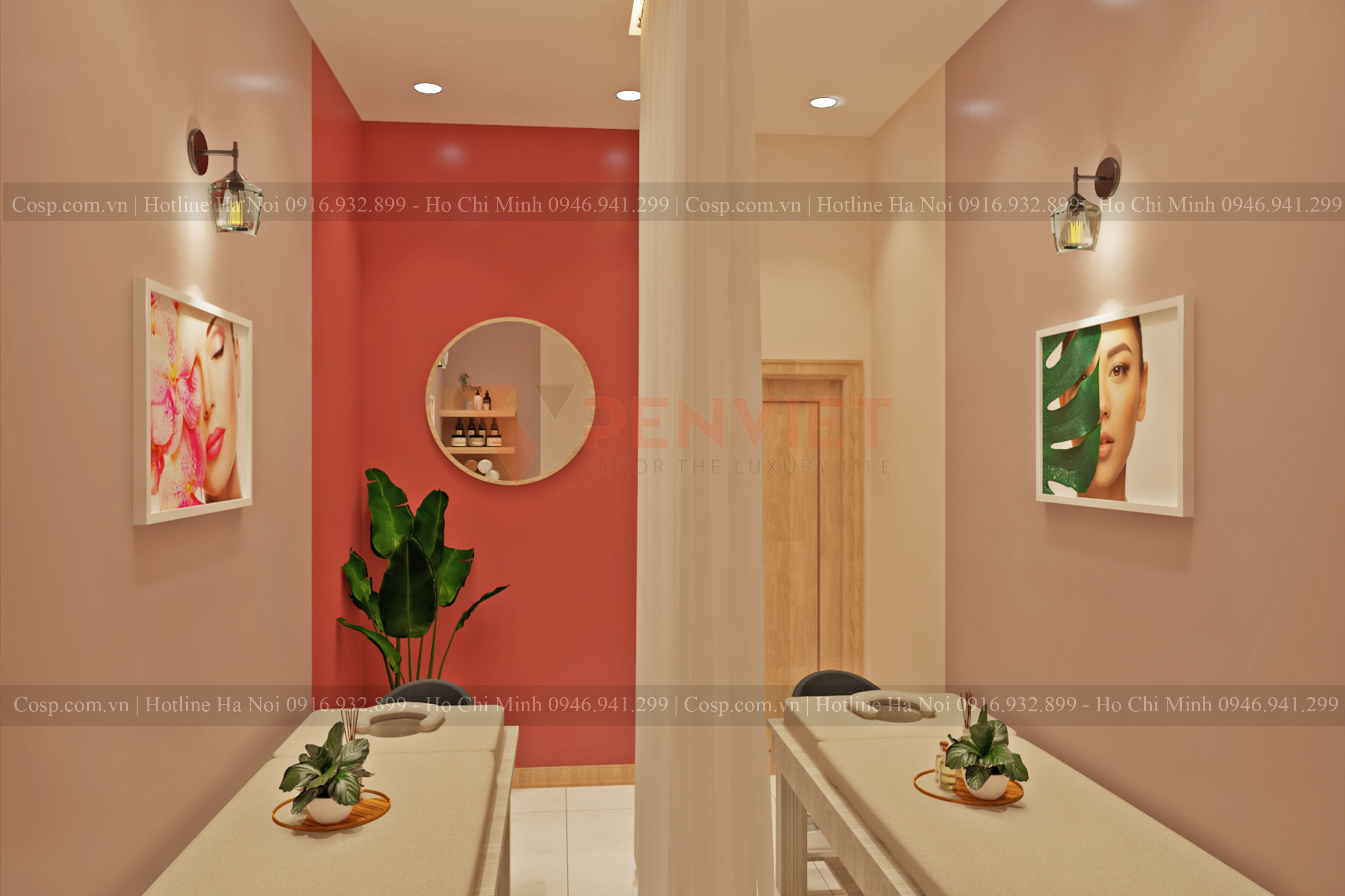 Phòng massage trong thiết kế spa phun thêu Thiên Kim