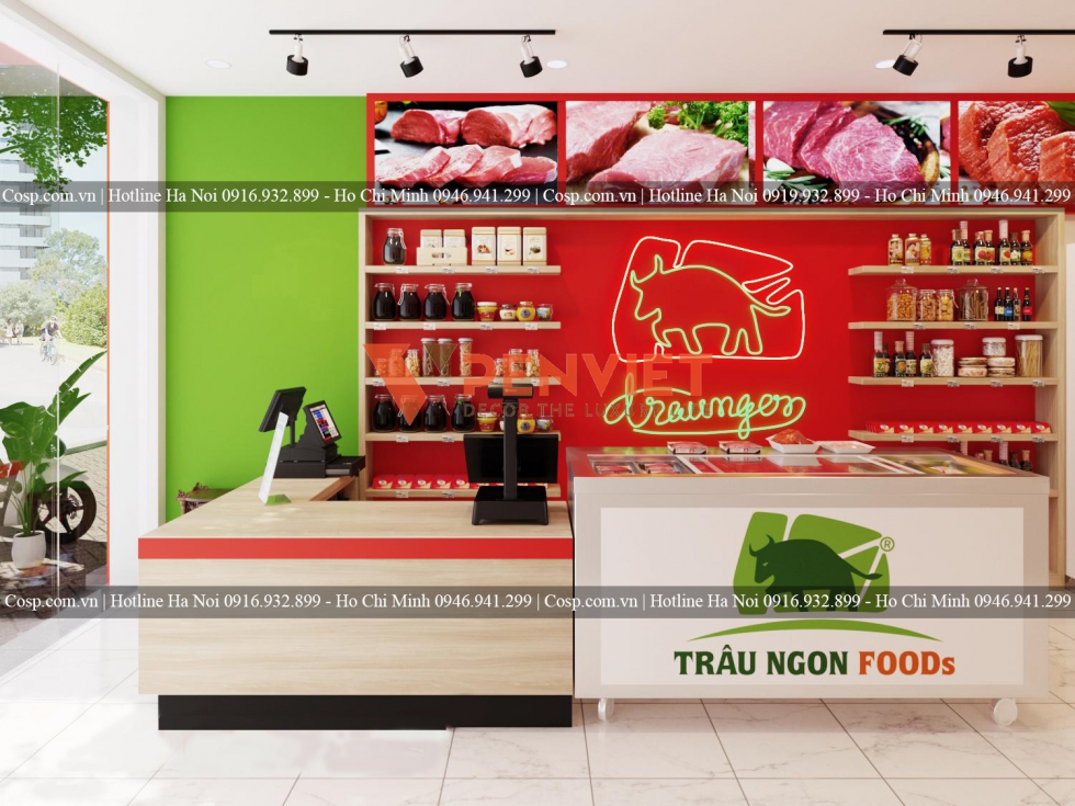 Thiết Kế Nội Thất Cửa Hàng Thịt Trâu Ngon Foods - Hà Nội