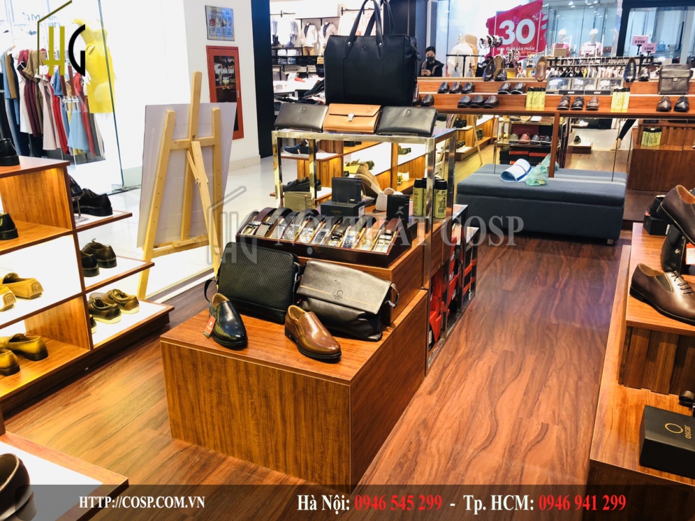 Hình ảnh sau thi công của dự án thiết kế shop giày nam tại vincom Bà Triệu