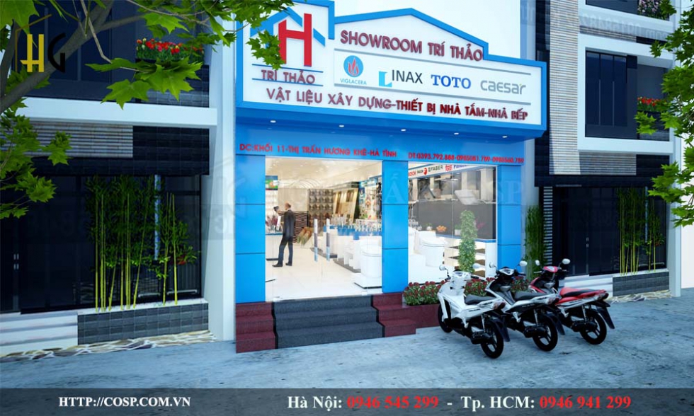 Thiết kế showroom TBVS - VLXD Trí Thảo - Hà Tĩnh