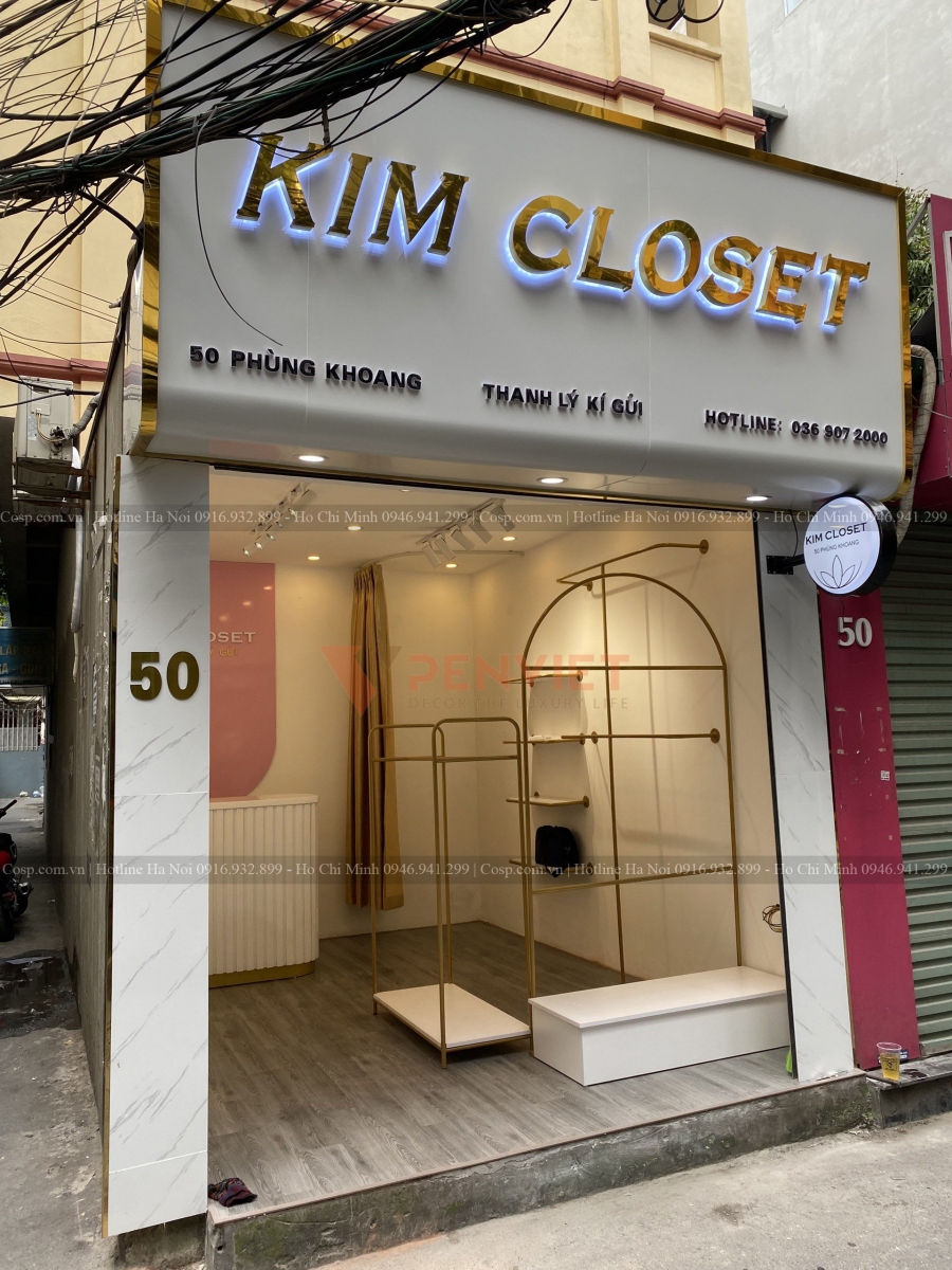 Hình ảnh thi công shop thời trang Kim Closet thực tế