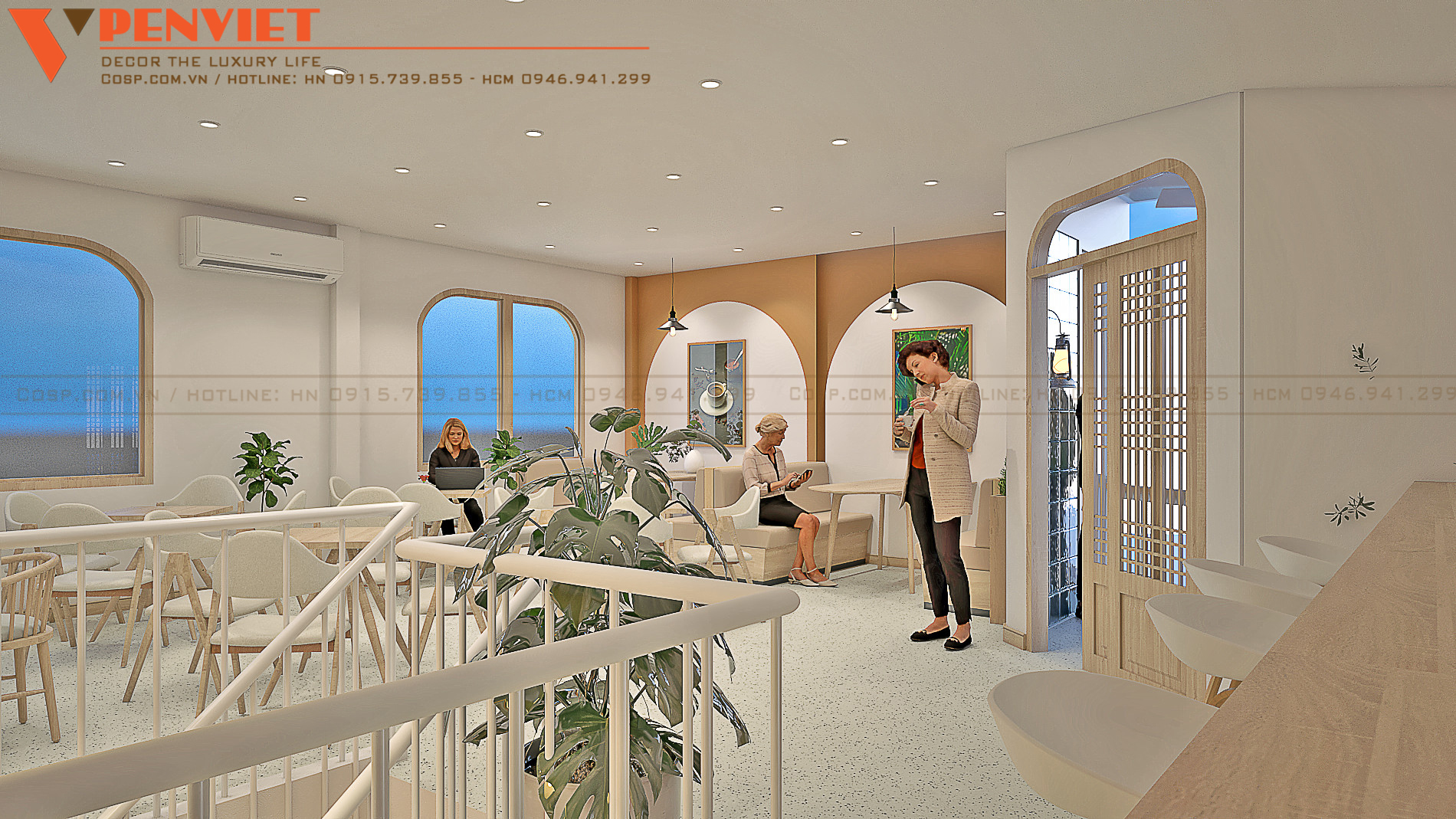 PenViet tạo được sự liên kết không gian trong mẫu thiết kế quán cafe