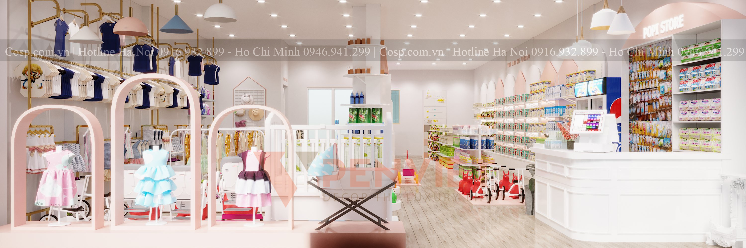 Thiết kế cửa hàng mẹ và bé POPI Store