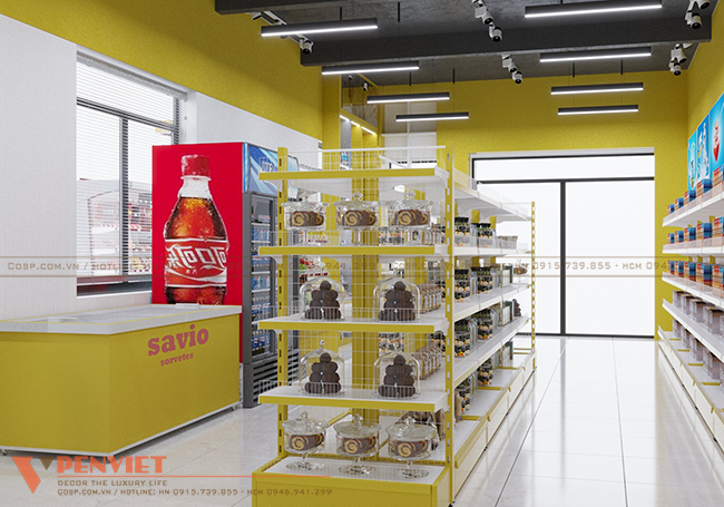 Bố trí không gian trong mẫu thiết kế siêu thị mini TG Mart