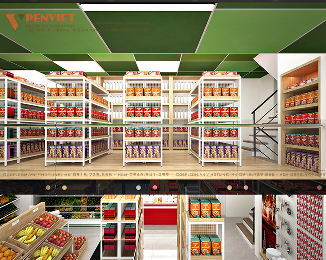 Sự nhất quán trong thiết kế nội thất siêu thị mini AT Mart