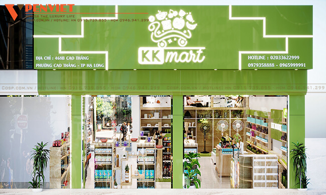 Mặt tiền nổi bật của siêu thị KK Mart