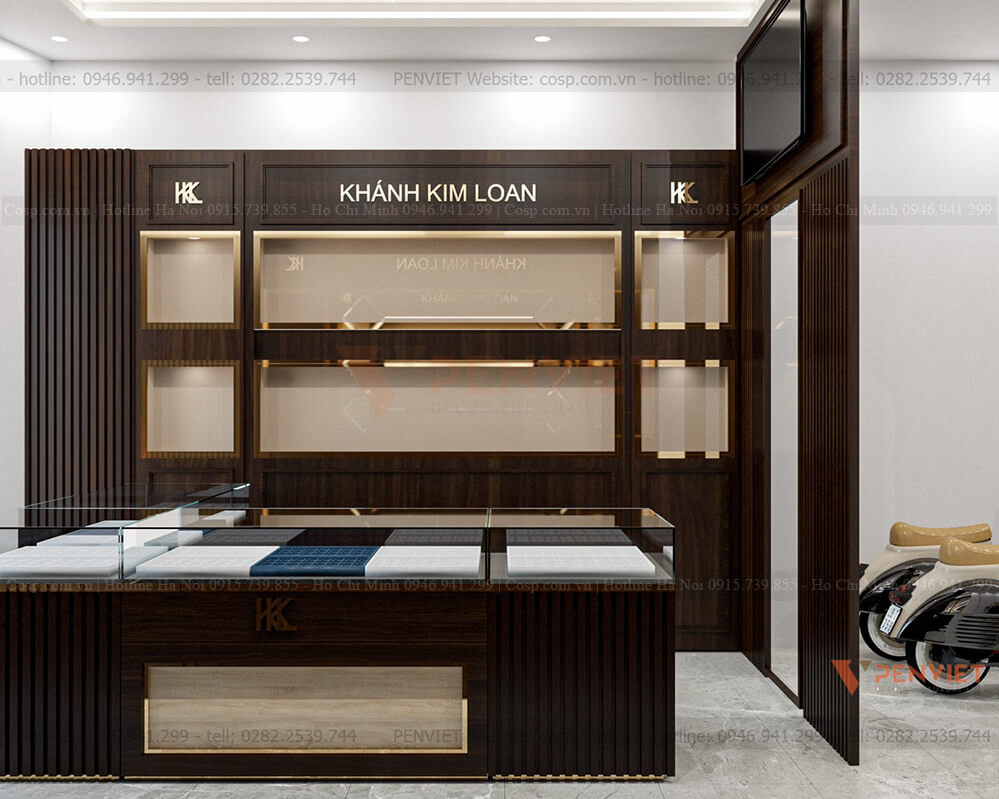 Thiết kế tiệm vàng Khánh Kim Loan mang vẻ đẹp sang trọng, đẳng cấp