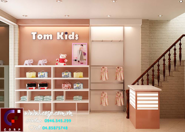 Thiết kế cửa hàng thời trang trẻ em Tom Kids - Long Biên