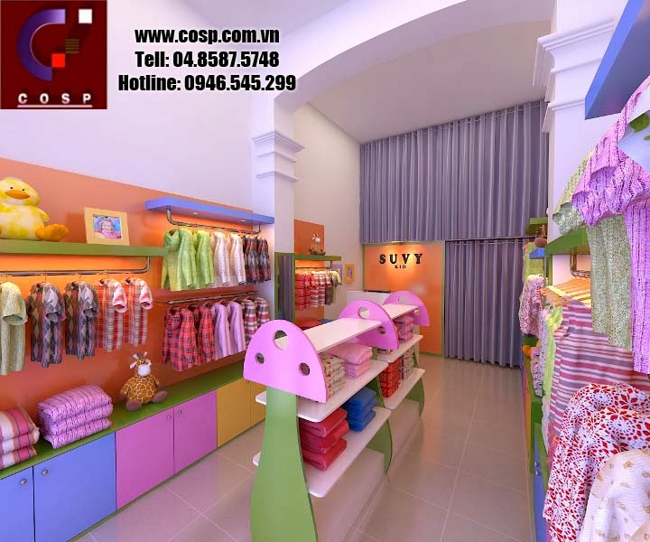thiết kế cửa hàng thời trang trẻ em suvy 1