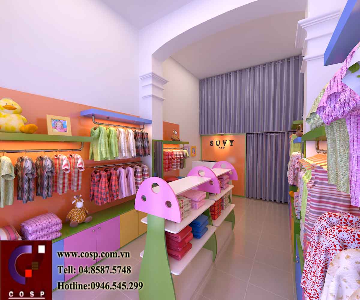 thiết kế cửa hàng thời trang trẻ em suvy 2