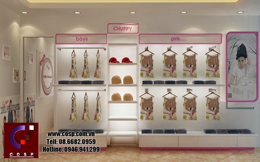 Thiết kế và thi công cửa hàng thời trang trẻ em Chuppy 2