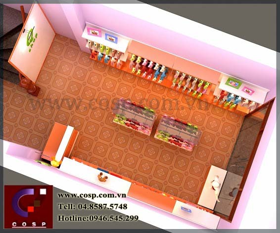 thiết kế cửa hàng thời trang trẻ em Qshop 2