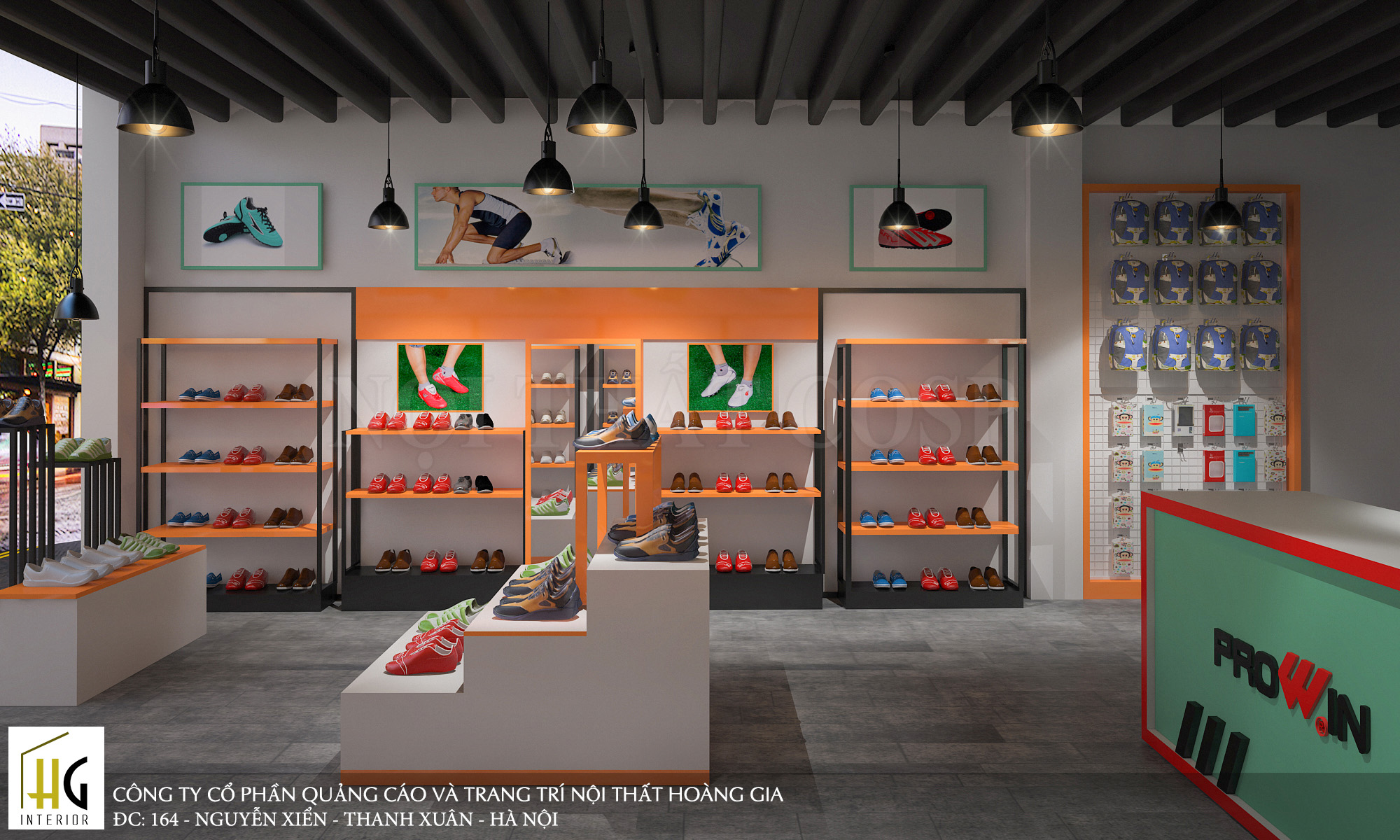 Thiết kế không gian trưng giày thể thao của shop