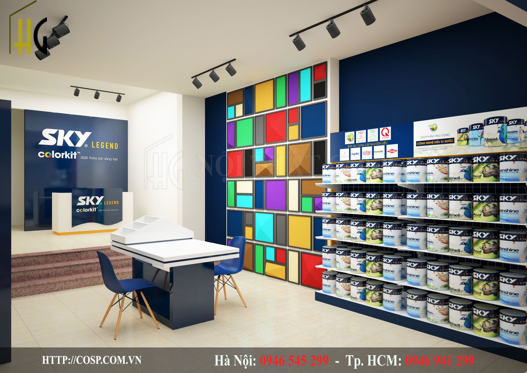 Thiết kế cửa hàng sơn sky color kit 1