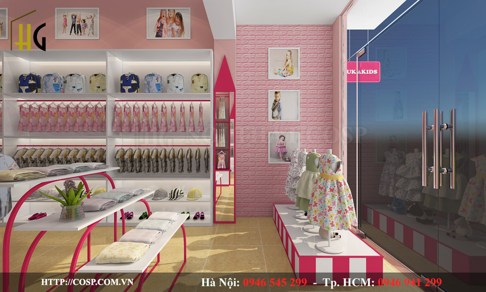 Thiết kế không gian cửa hàng thời trang Xuka Kids