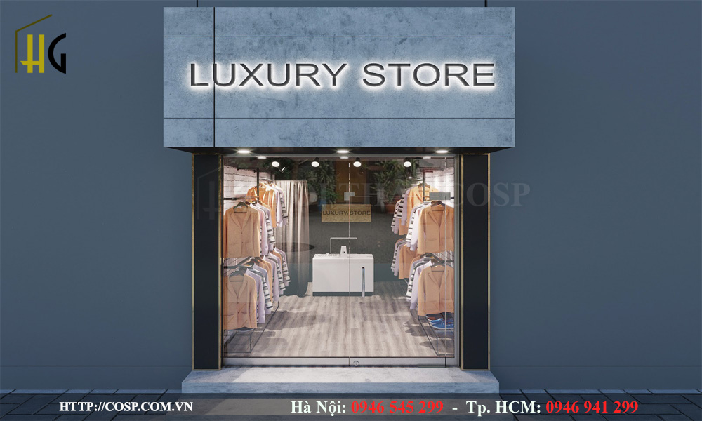 Thiết kế khu vực mặt tiền shop quần áo nam Luxury store - Anh Đạt