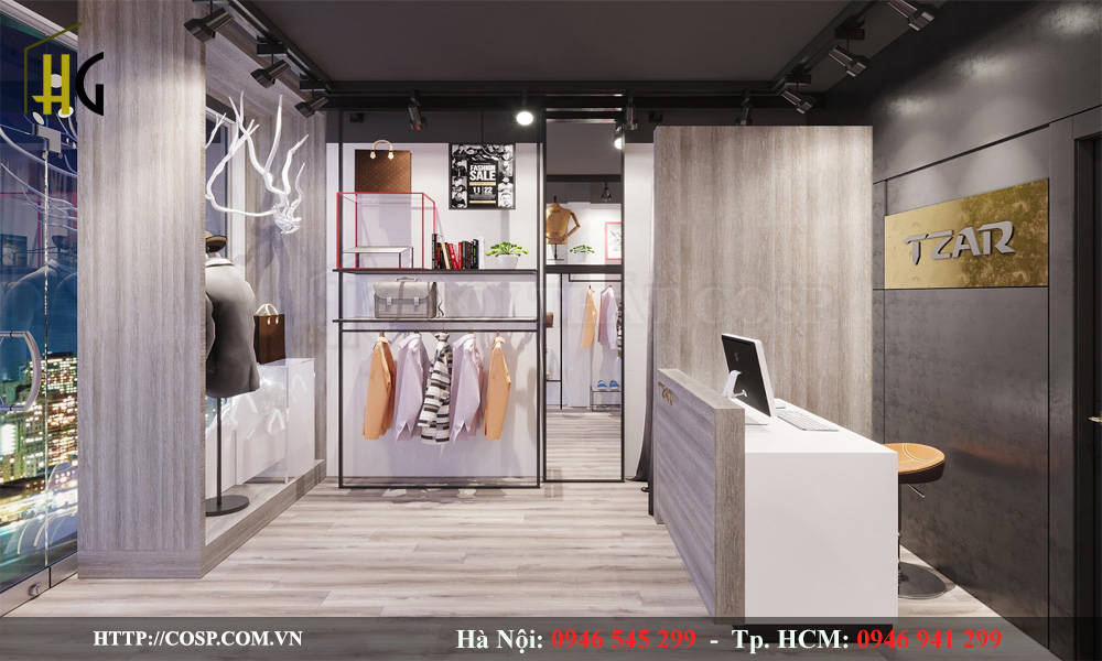 Thiết kế nội thất shop thời trang nam Luxury Store