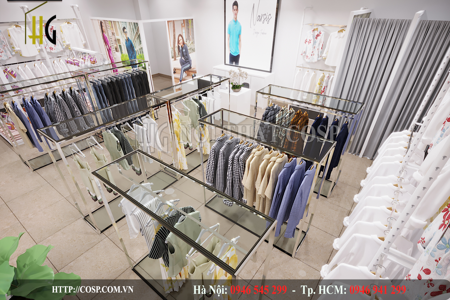 Không gian nội thất shop thời trang Narsis