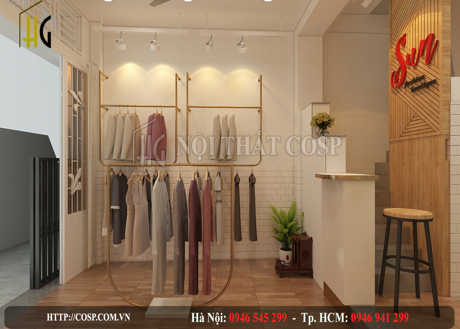 Thiết kế không gian nội thất shop thời trang chị Hạnh