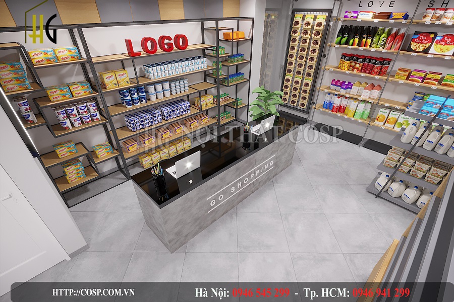 Thiết kế nội thất siêu thị mỹ Trần Hưng Đạo