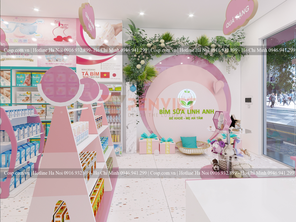 Thiết kế cửa hàng bỉm sữa Linh Anh