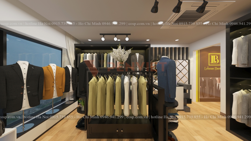 Thiết kế cửa hàng thời trang nam cao cấp hiện đại