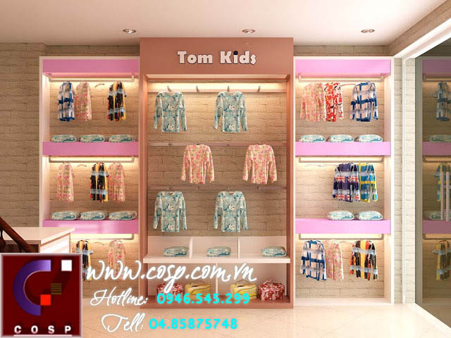 Thiết kế cửa hàng thời trang trẻ em Tom Kids - Long Biên