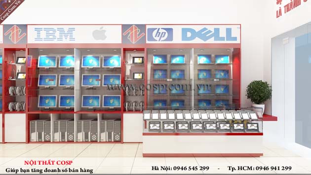 Thiết kế nội thất cửa hàng máy tính - Văn phòng phẩm - Anh Ninh - Hòa Bình