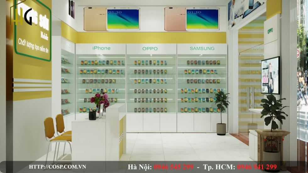 Thiết kế nội thất shop điện thoại Chung Sơn