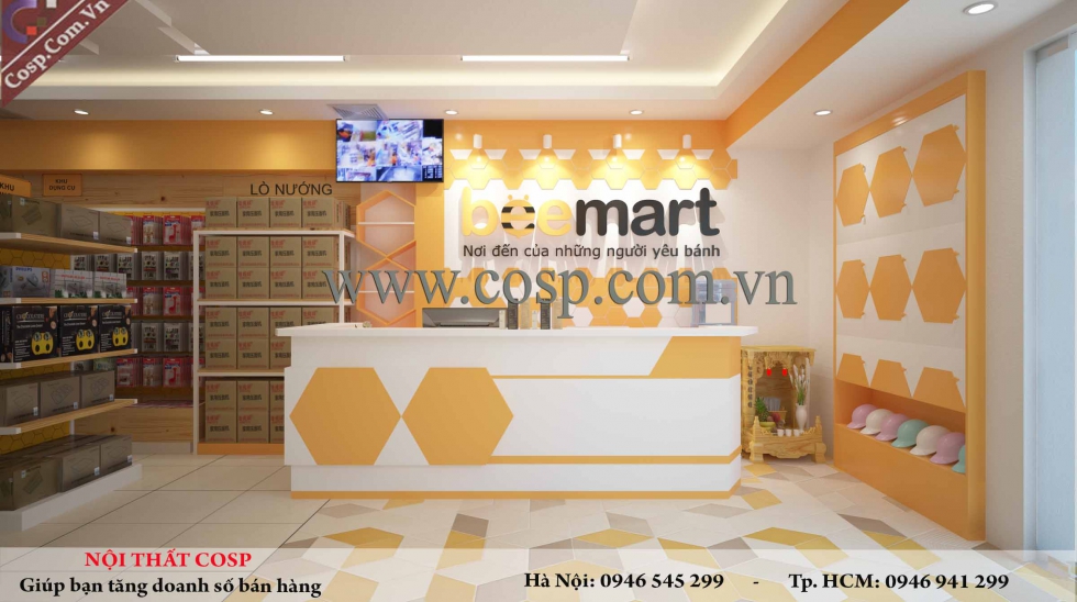 Thiết kế siêu thị Beemart nổi bật với gam màu vàng