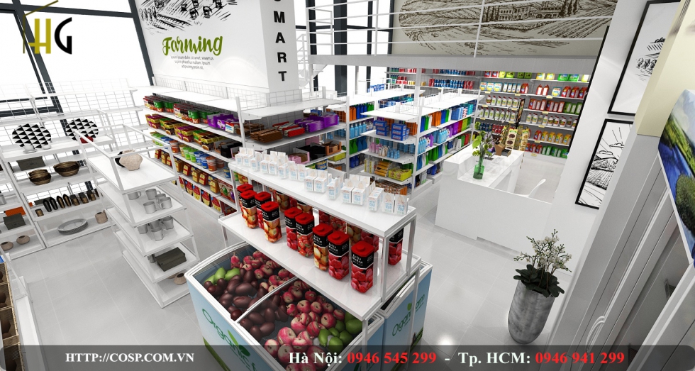 thiết kế siêu thị mini Thu Mart