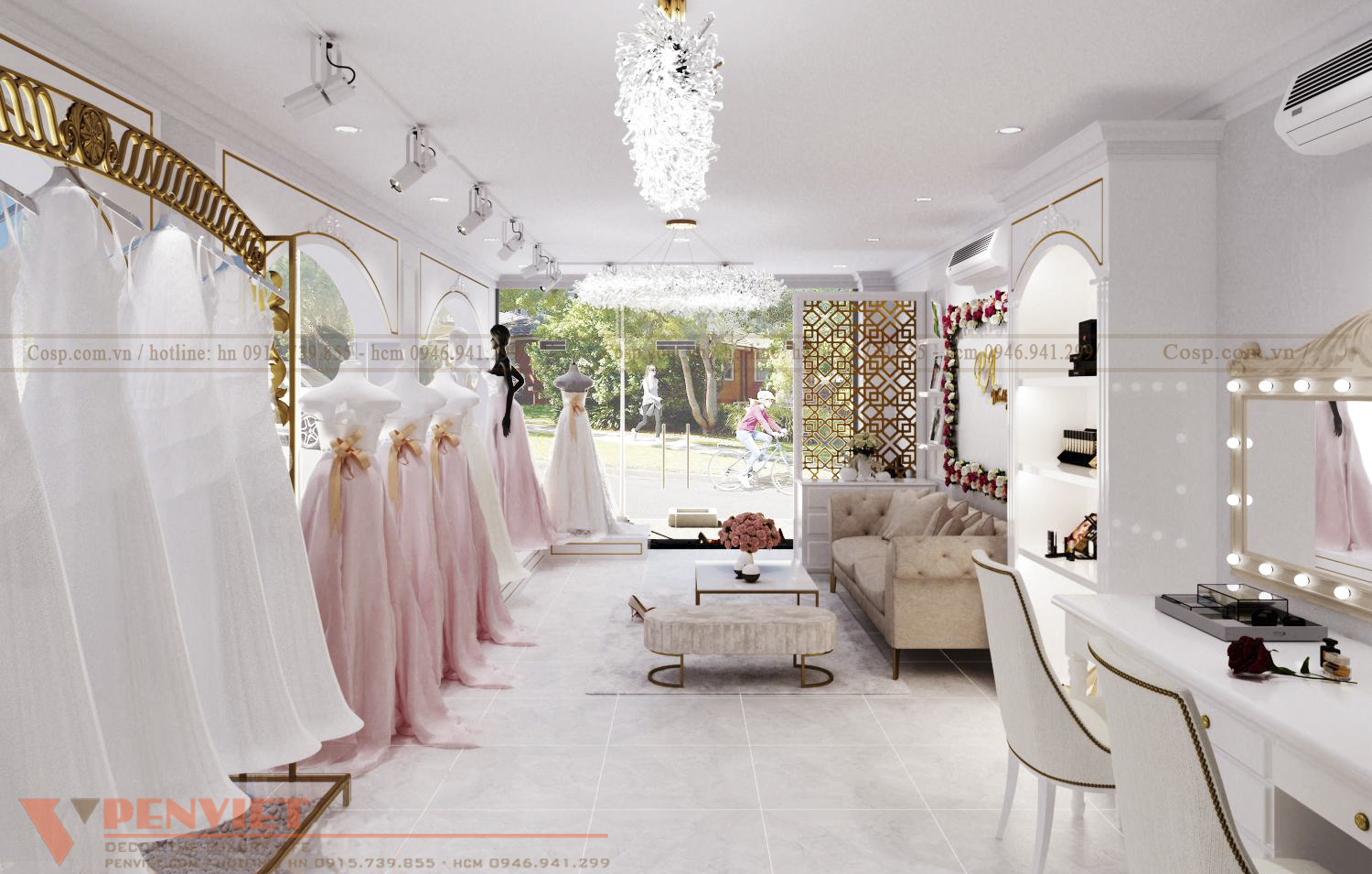 10 Mẫu thiết kế nội thất showroom áo cưới đẹp ấn tượng nhất