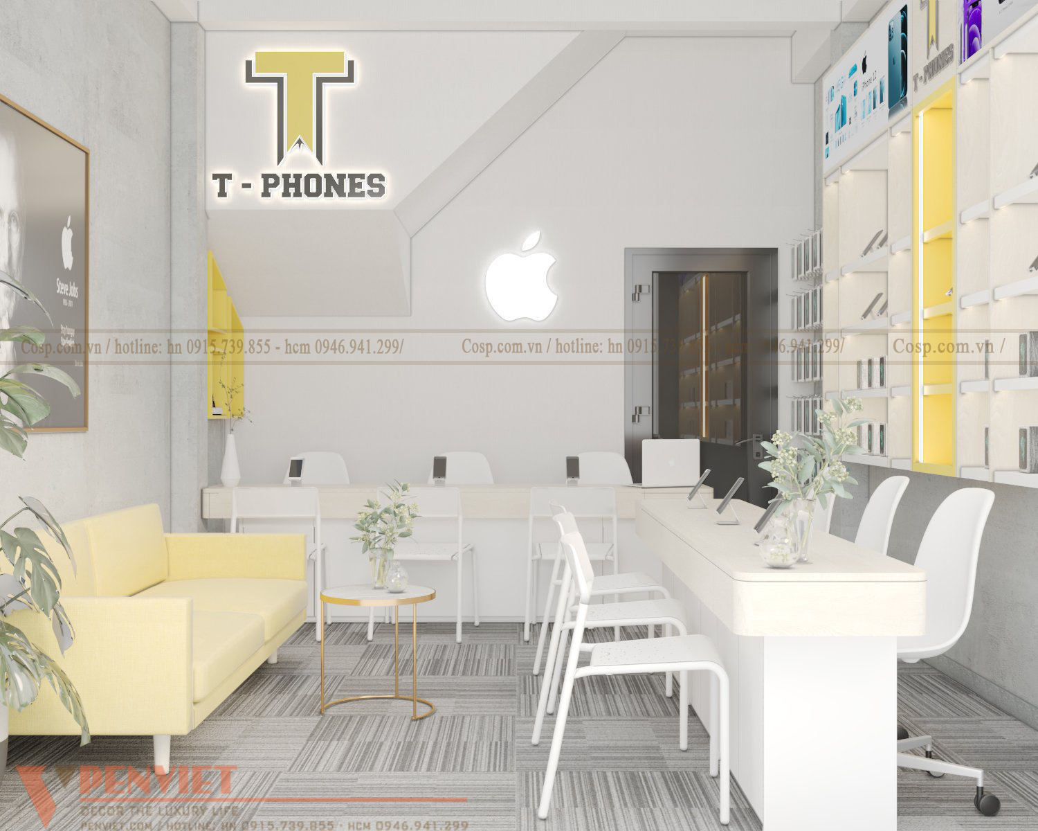 Thiết kế nội thất shop điện thoại Tphones
