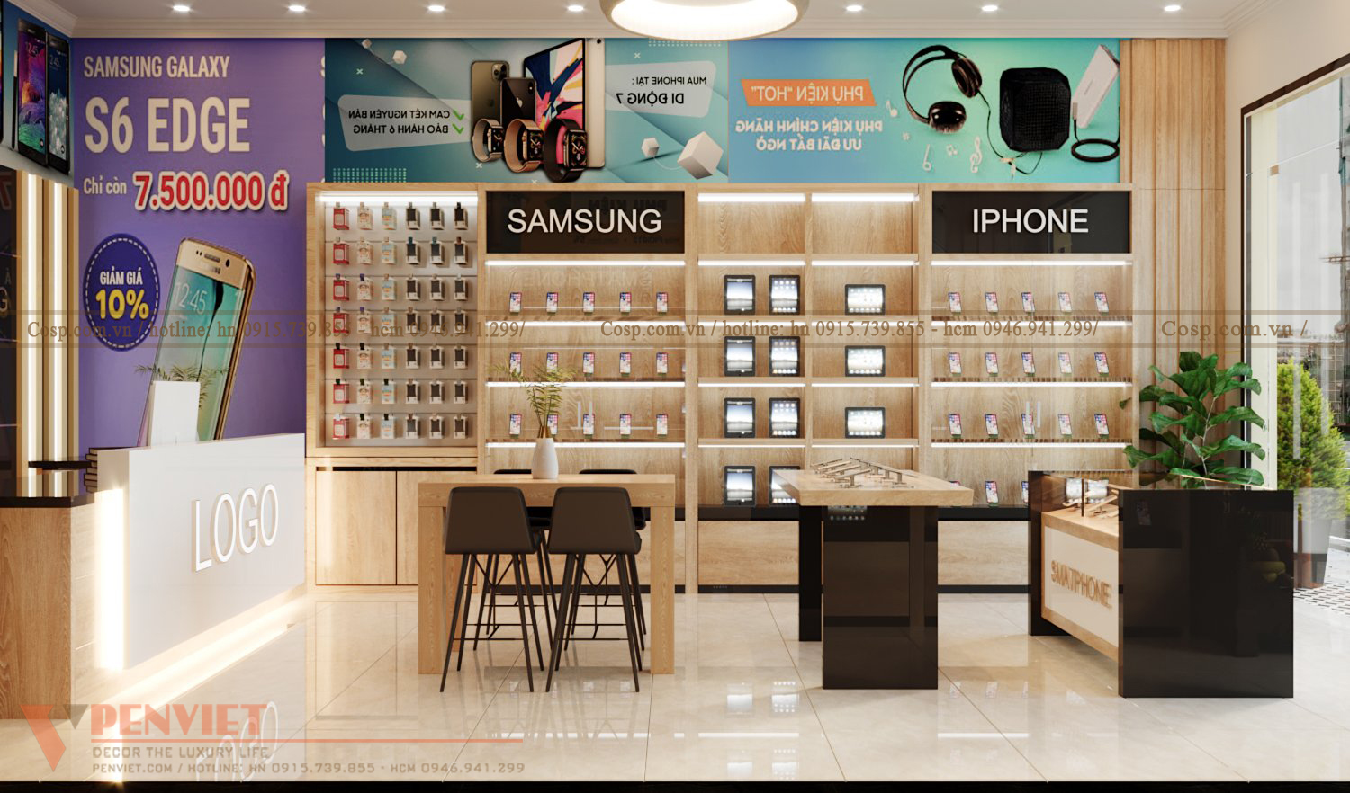 Thiết kế shop điện thoại Phú Quý Store